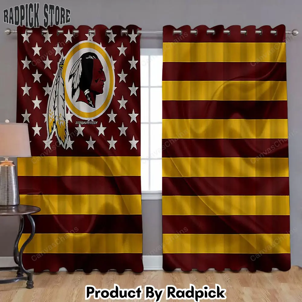 Radpick washington redskins window curtains american football team american flag brown yellow flag curtains living room curtains for window rp85274